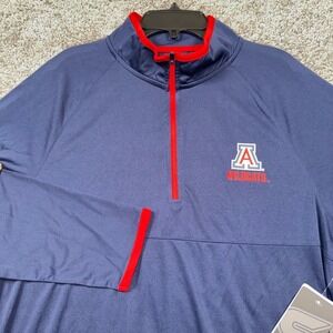 Arizona Wildcats Colosseum Mens 1/4 Zip Pullover Athletic Jacket L Navy Red NEW